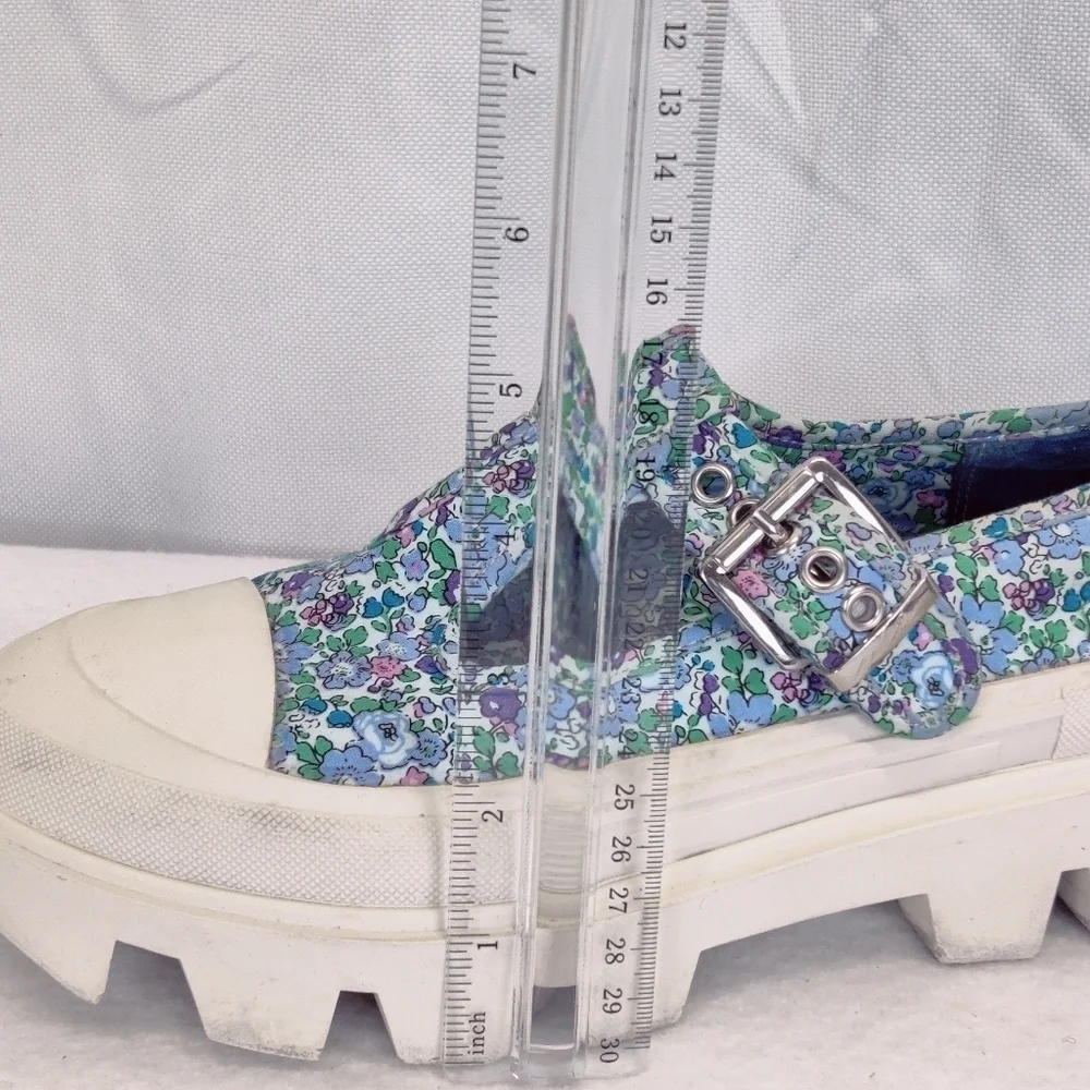 Jeffrey Campbell Enfance Floral T-Strap Mary Jane Platform Chunk Lug Sole Shoe 8